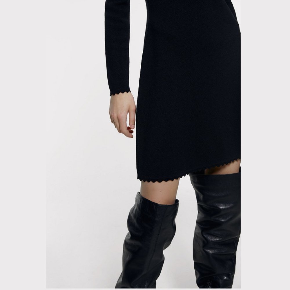 ZARA Knit Dress with Scalloped Trim - Picture 7 of 9